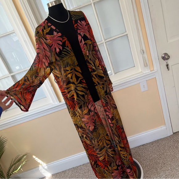 Kendall + Kylie swim cover up tropical leaf print XL - Picture 2 of 15